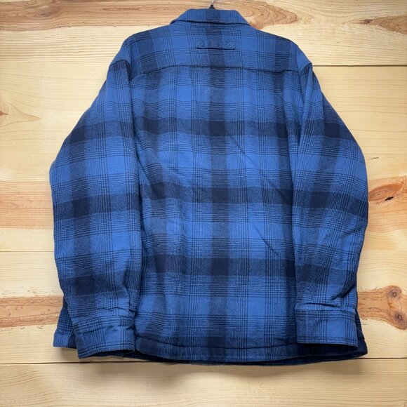 Duluth Trading Jacket XL Blue Flannel Flapjack Fleece Lined Relaxed Shirt Jac - Picture 10 of 12